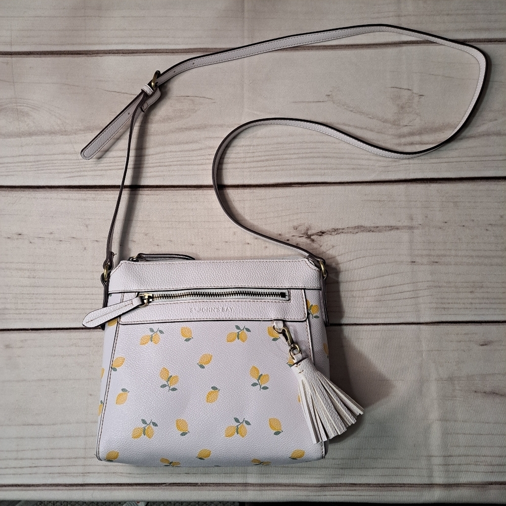 St. John's Bay White Crossbody Bag with Yellow Lemon Print